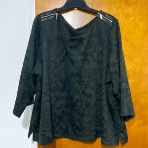 Rafaella 3X zipper detail floral punk sweater